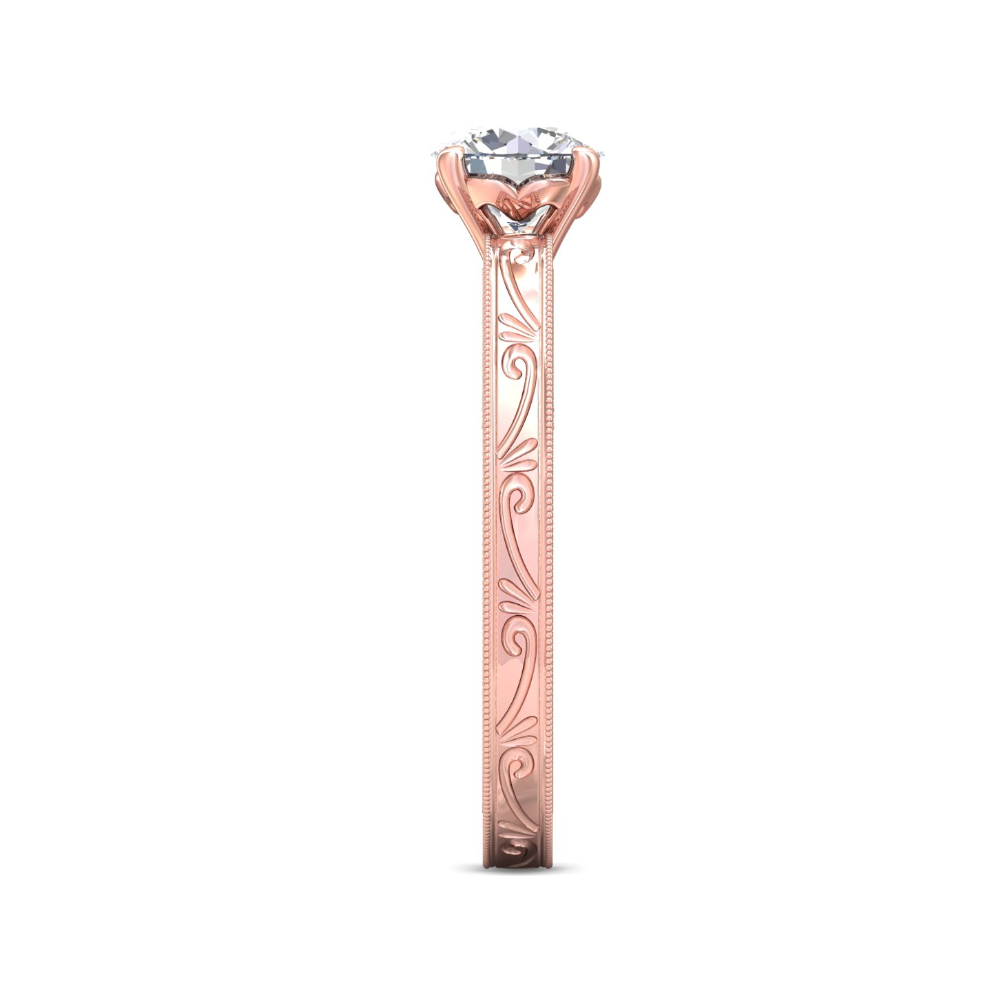 14K Rose Gold Round Diamond Engagement Ring