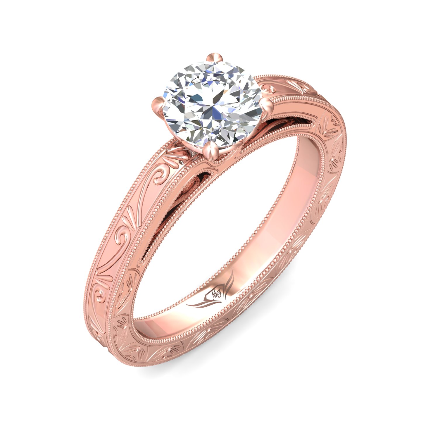 14K Rose Gold Round Diamond Engagement Ring