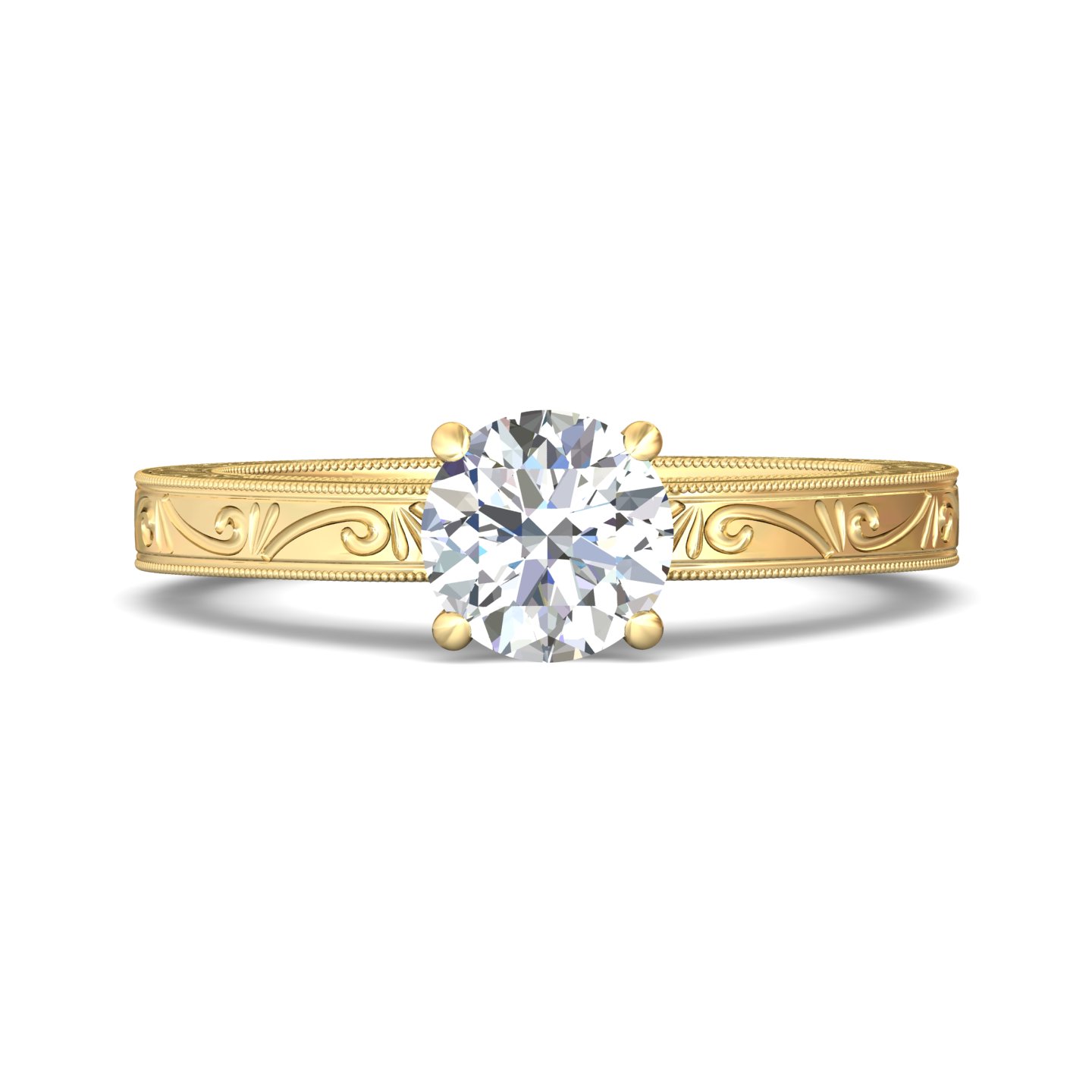 18k rose and white gold round diamond engagement ring
