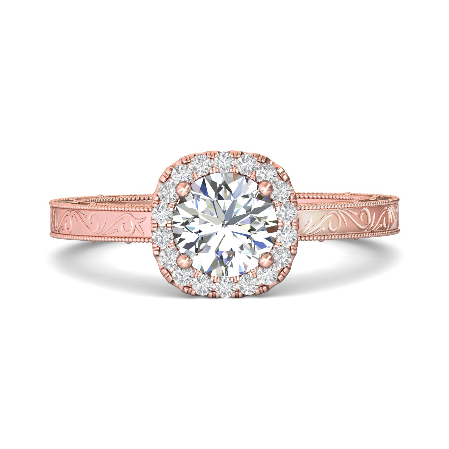 14k yellow and white gold round diamond engagement ring