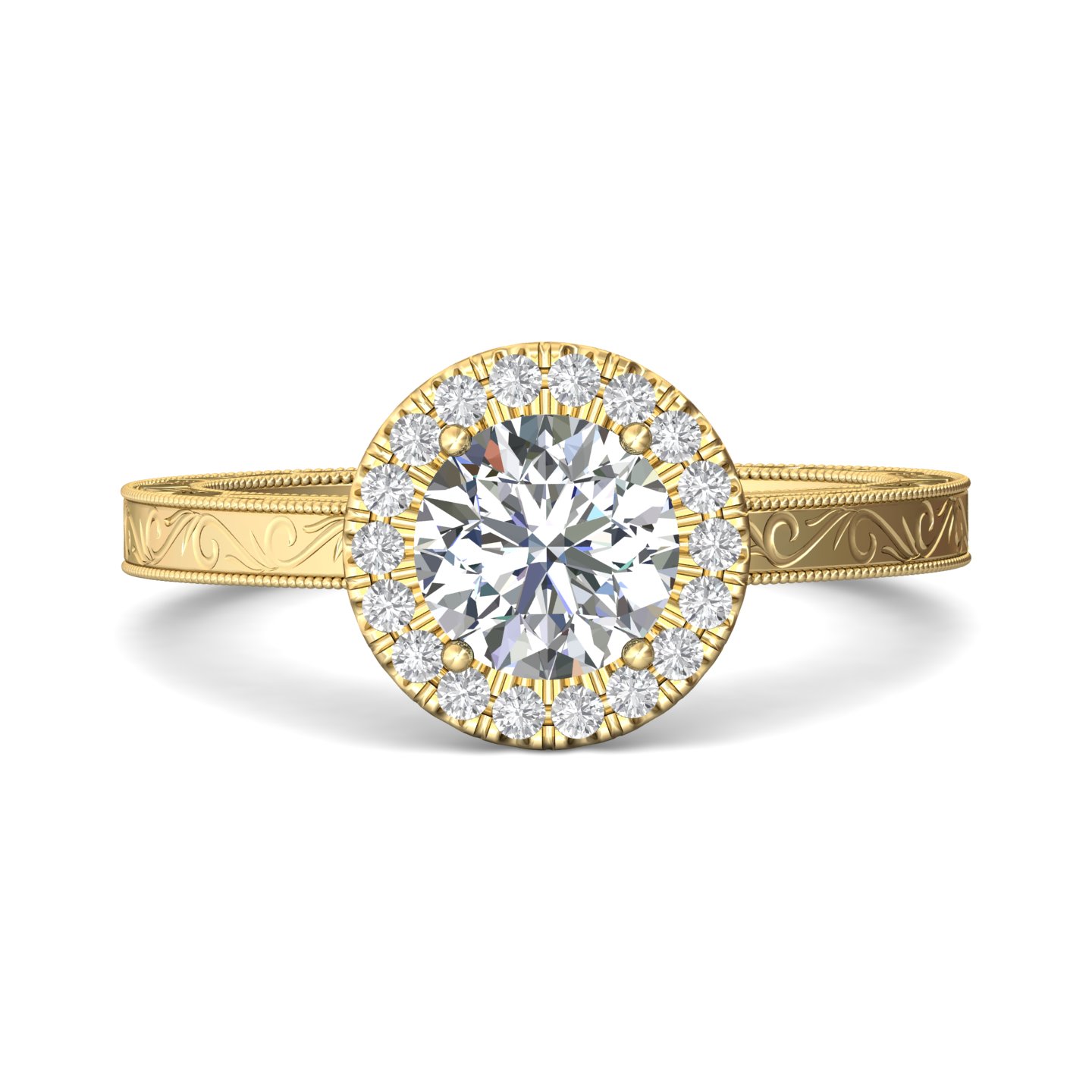 14k yellow and white gold round diamond engagement ring