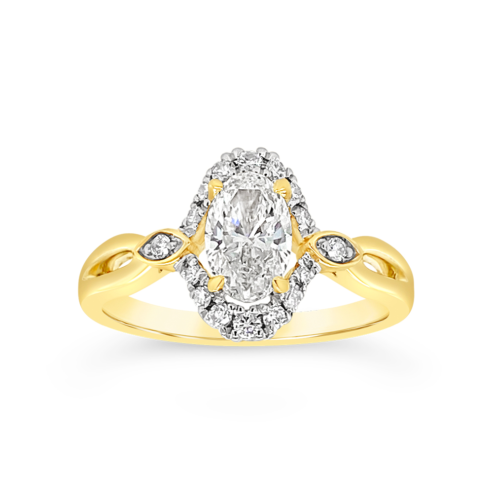 Yes By Martin Binder Oval Halo Diamond Engagement Ring (0.86 Ct. Tw.)