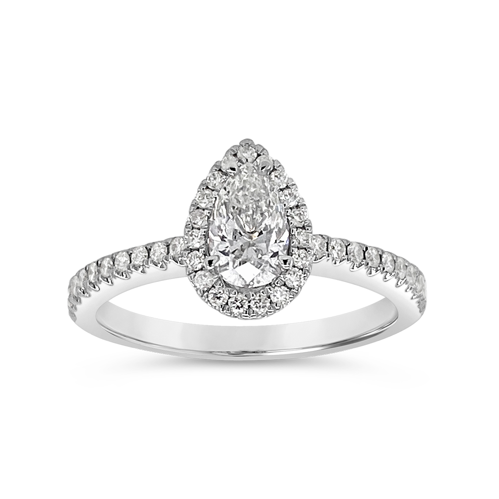 Yes By Martin Binder Pear Halo Diamond Engagement Ring (0.84 Ct. Tw.)