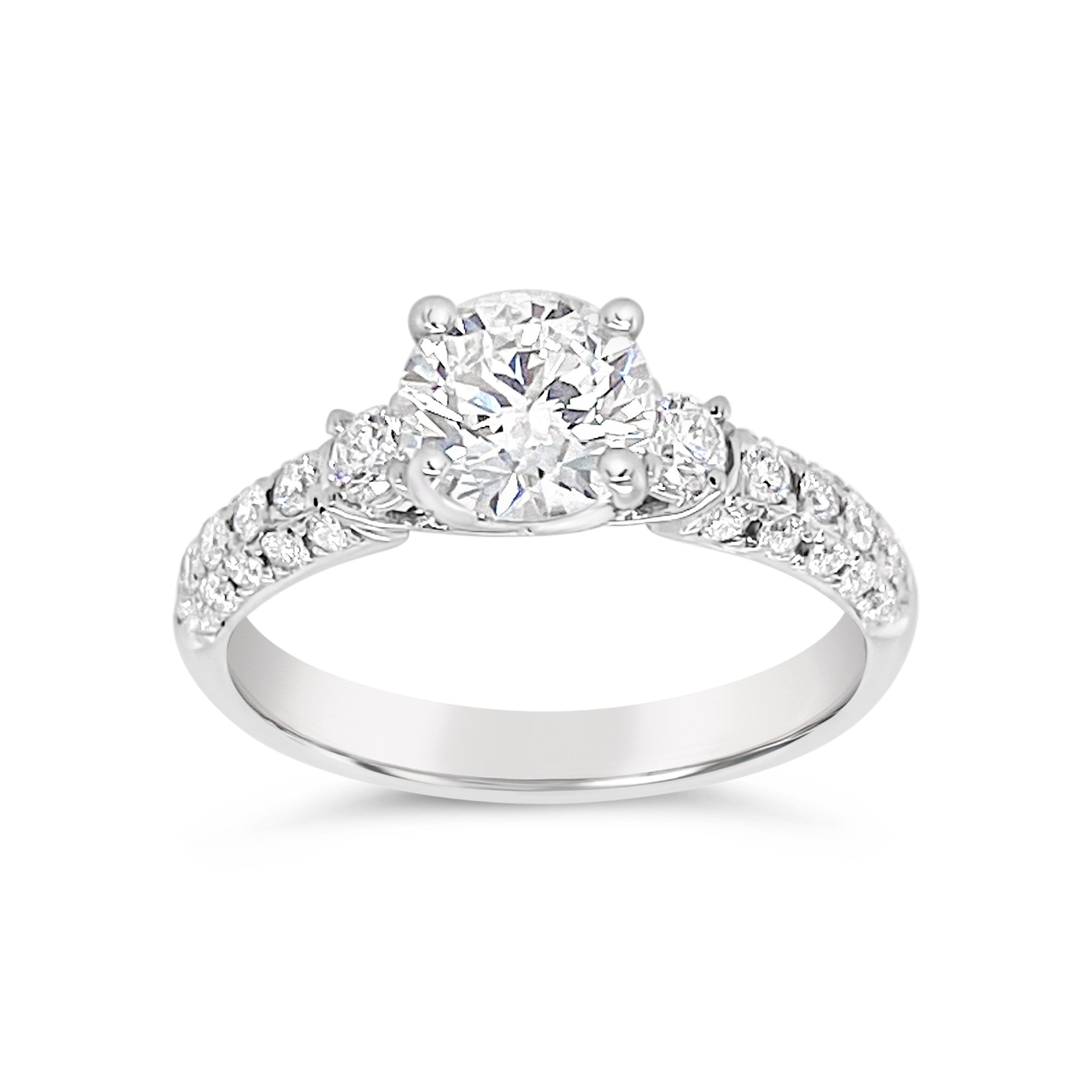 Yes By Martin Binder Three Stone Pave Diamond Engagement Ring (1.37 Ct. Tw.)