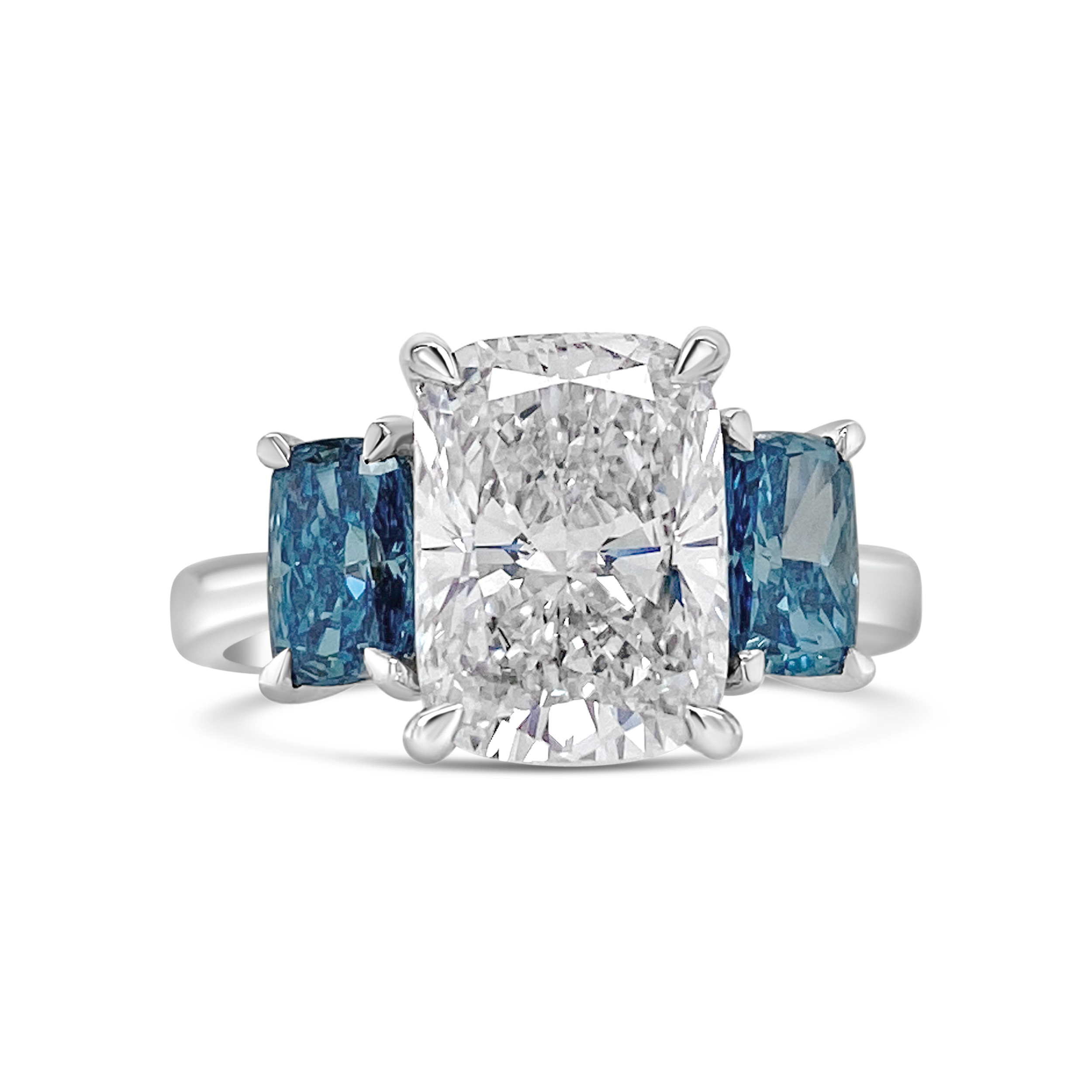 Yes by Martin Binder LAB-GROWN Three Stone Blue Diamond Engagement Ring (4.14 ct. tw.)
