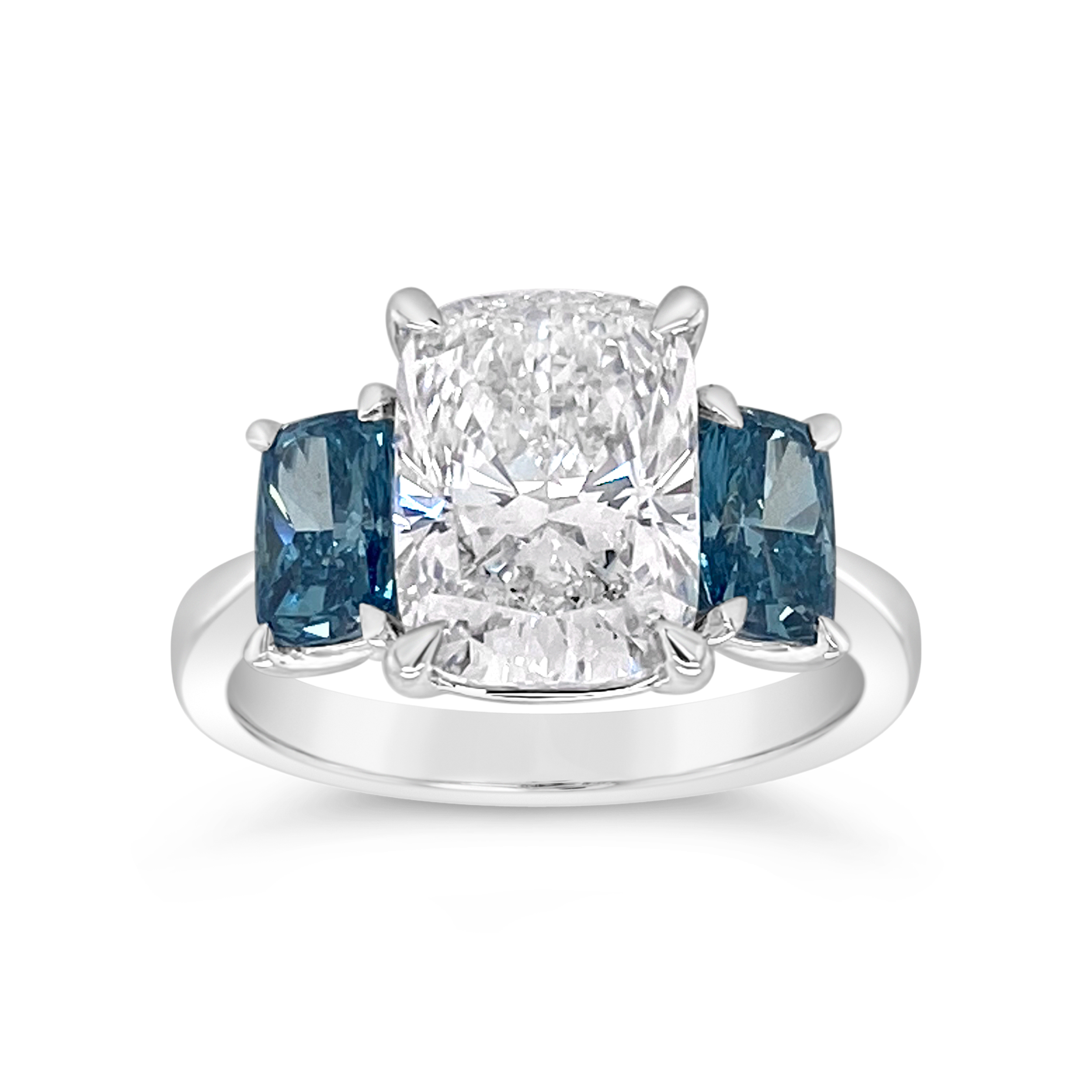 Yes by Martin Binder LAB-GROWN Three Stone Blue Diamond Engagement Ring (4.14 ct. tw.)