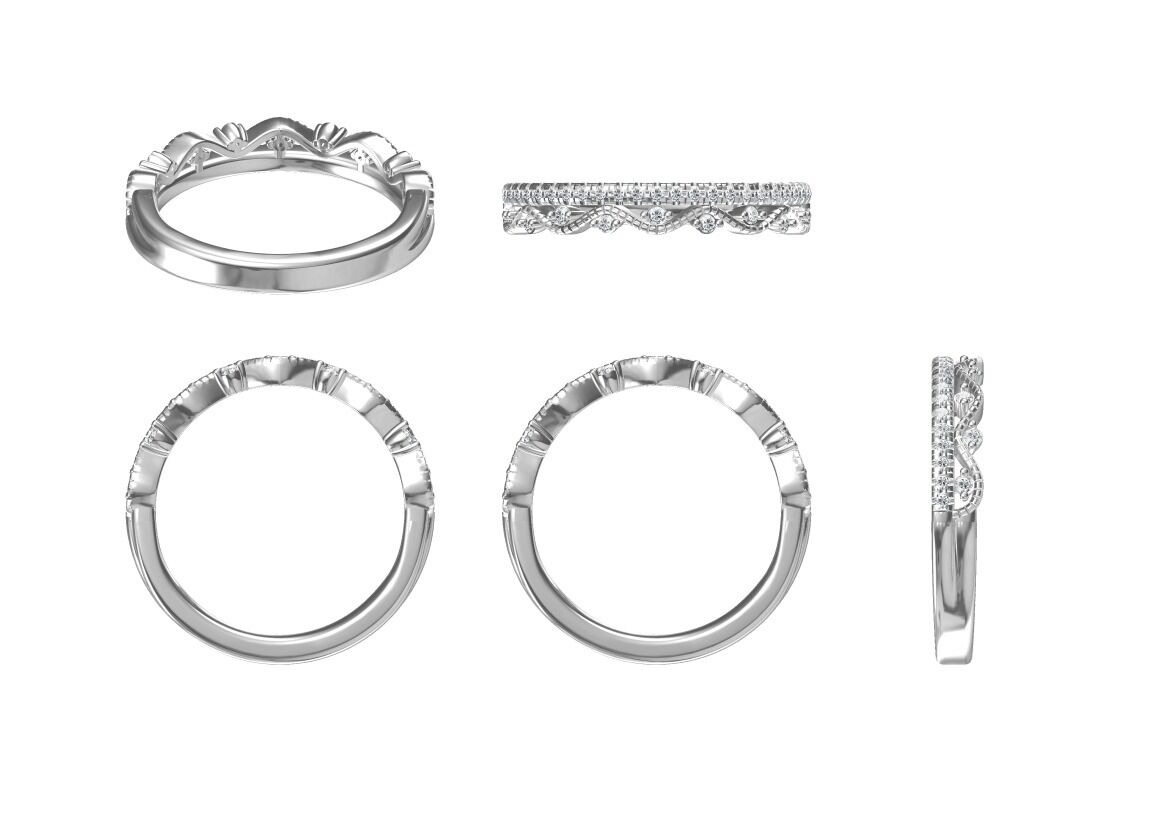A Jaffe Curved Multi Row Diamond Wedding Band (0.22 Ct. Tw.)