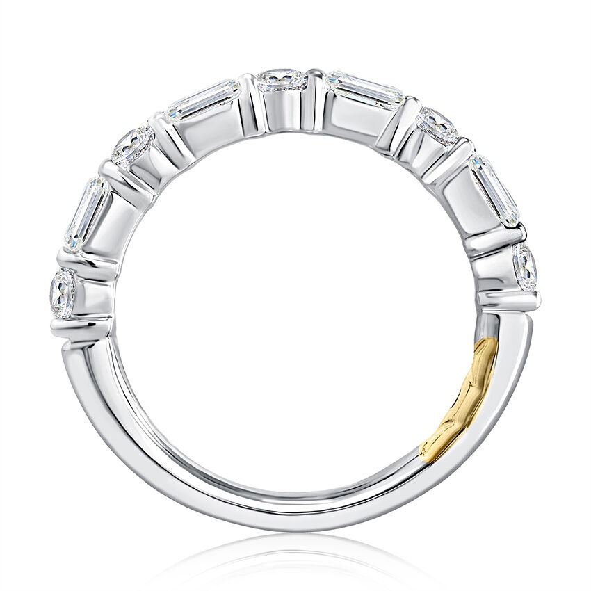 A Jaffe Emerald & Round Diamond Wedding Band (1.60 Ct. Tw.)