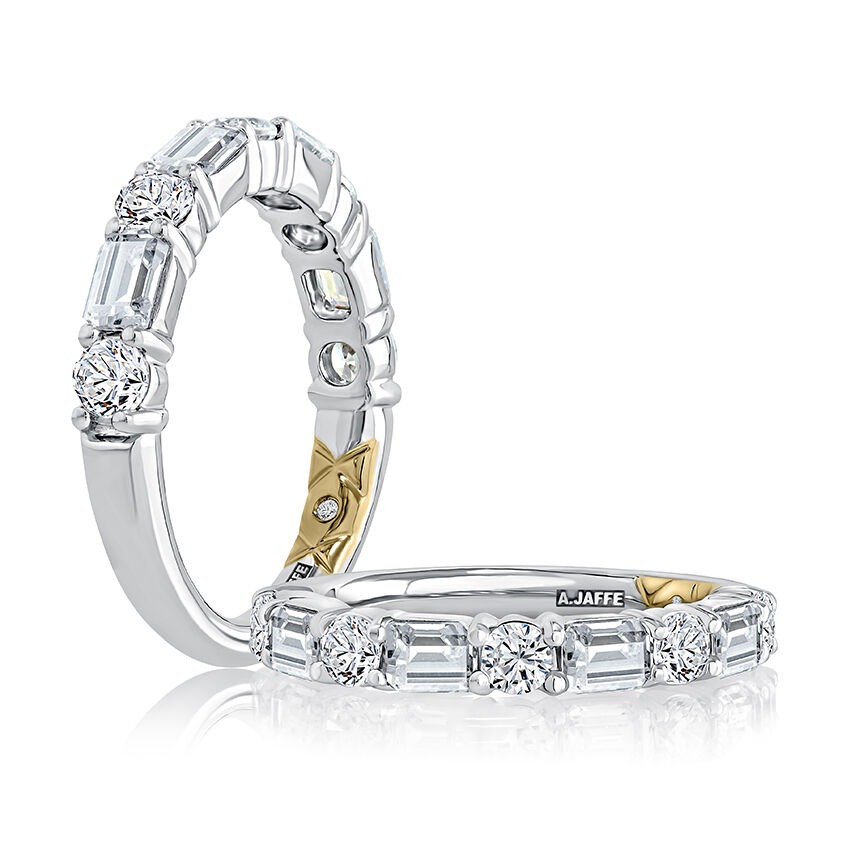 A Jaffe Emerald & Round Diamond Wedding Band (1.60 Ct. Tw.)