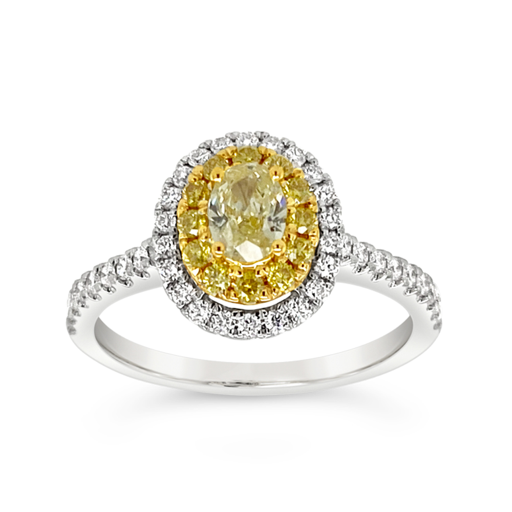 Clara By Martin Binder Yellow Diamond Halo Ring (0.88 Ct. Tw.)
