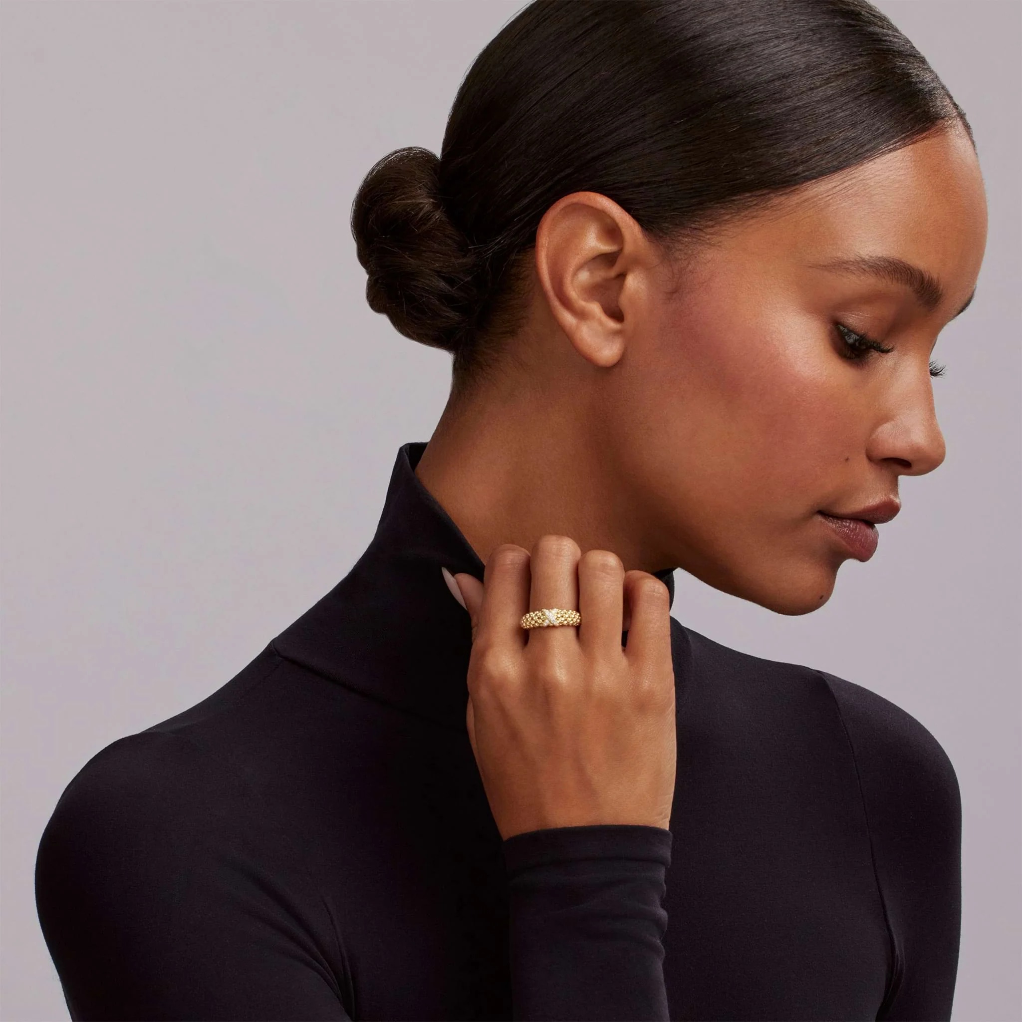 Lagos Embrace Gold X Caviar Diamond Ring