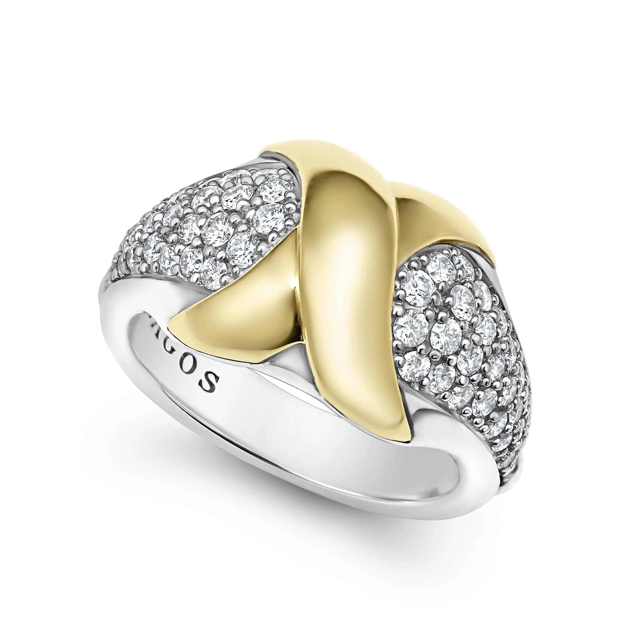 Lagos Embrace Two-tone X Diamond Ring