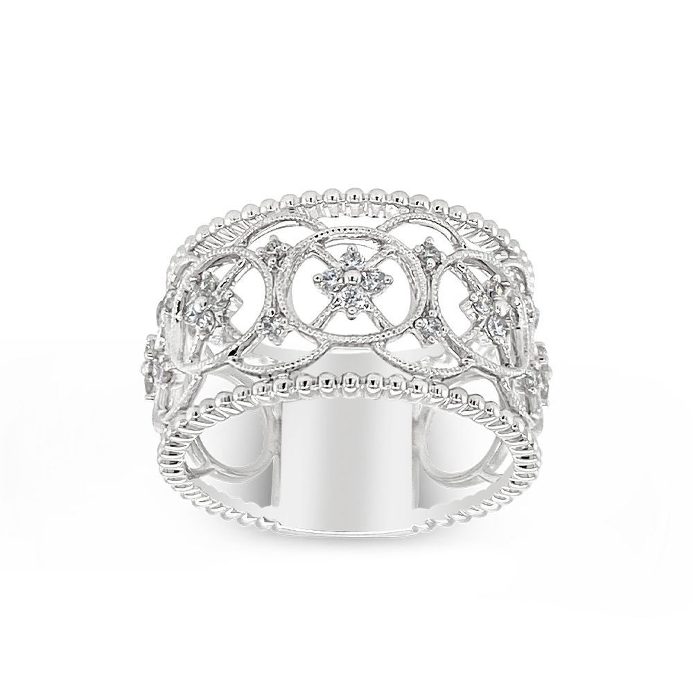 Clara By Martin Binder Wide Ornate Diamond Ring (0.25 Ct. Tw.)