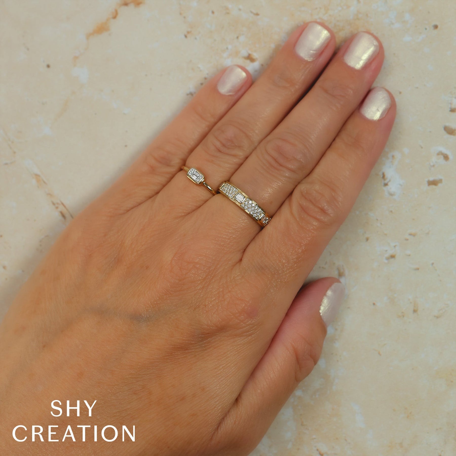Shy Creation Aleera Diamond Baguette Ring