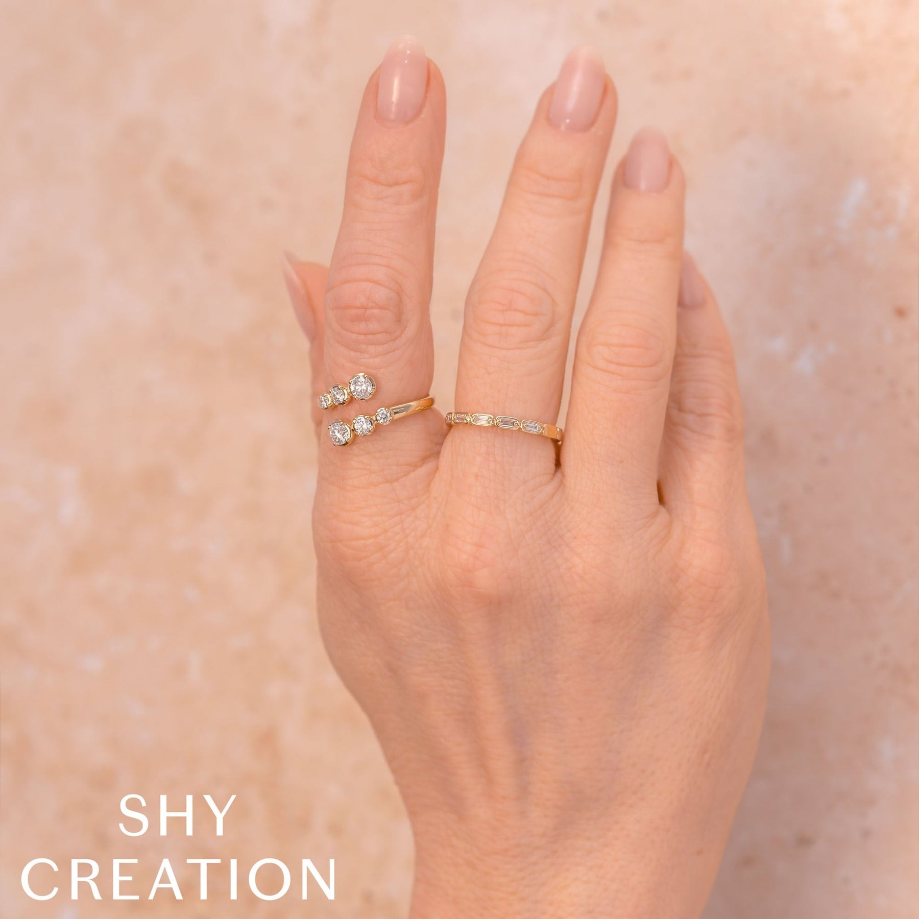 Shy Creation Kate Diamond Baguette Band Ring