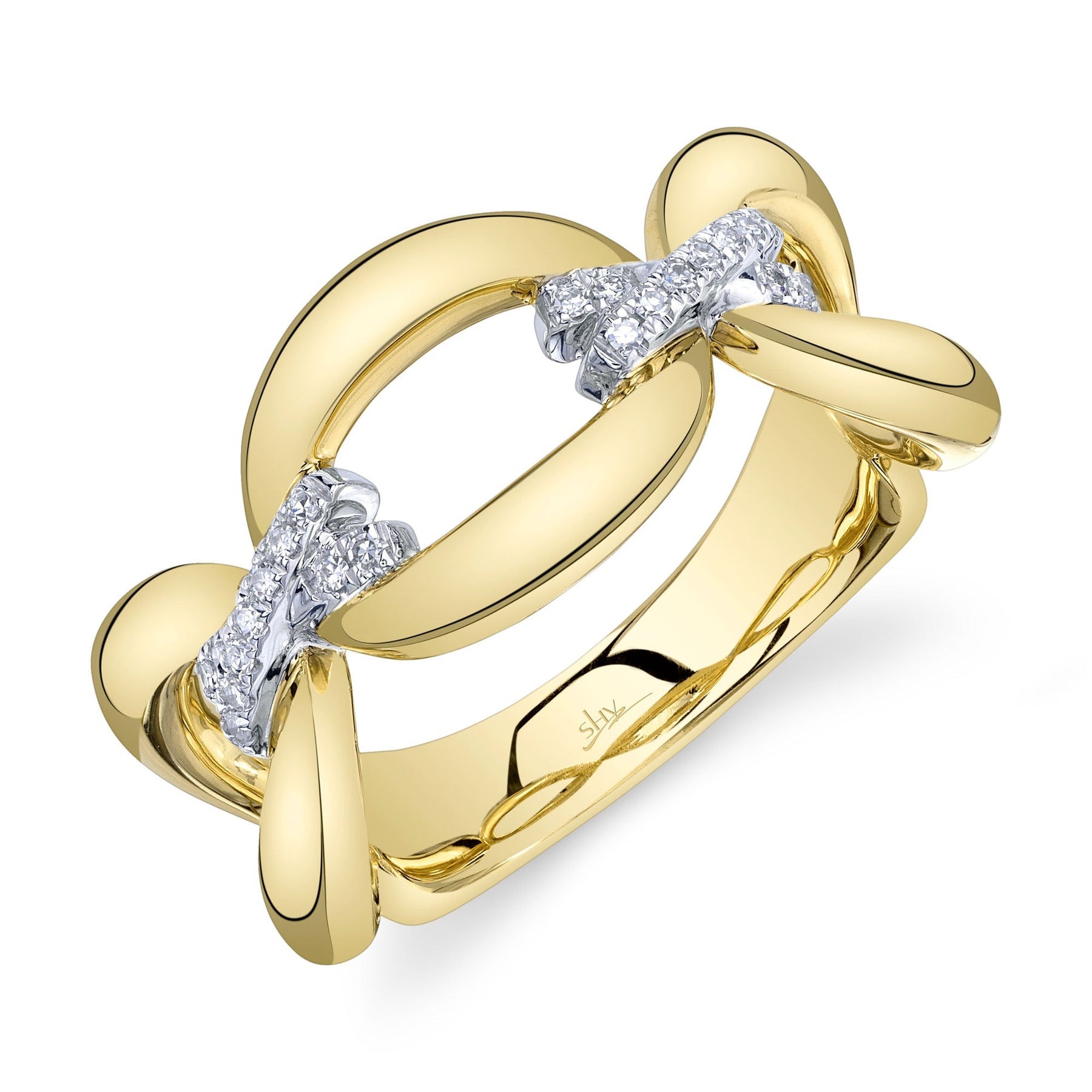Shy Creation Kate Two-Tone Diamond Oval Ring