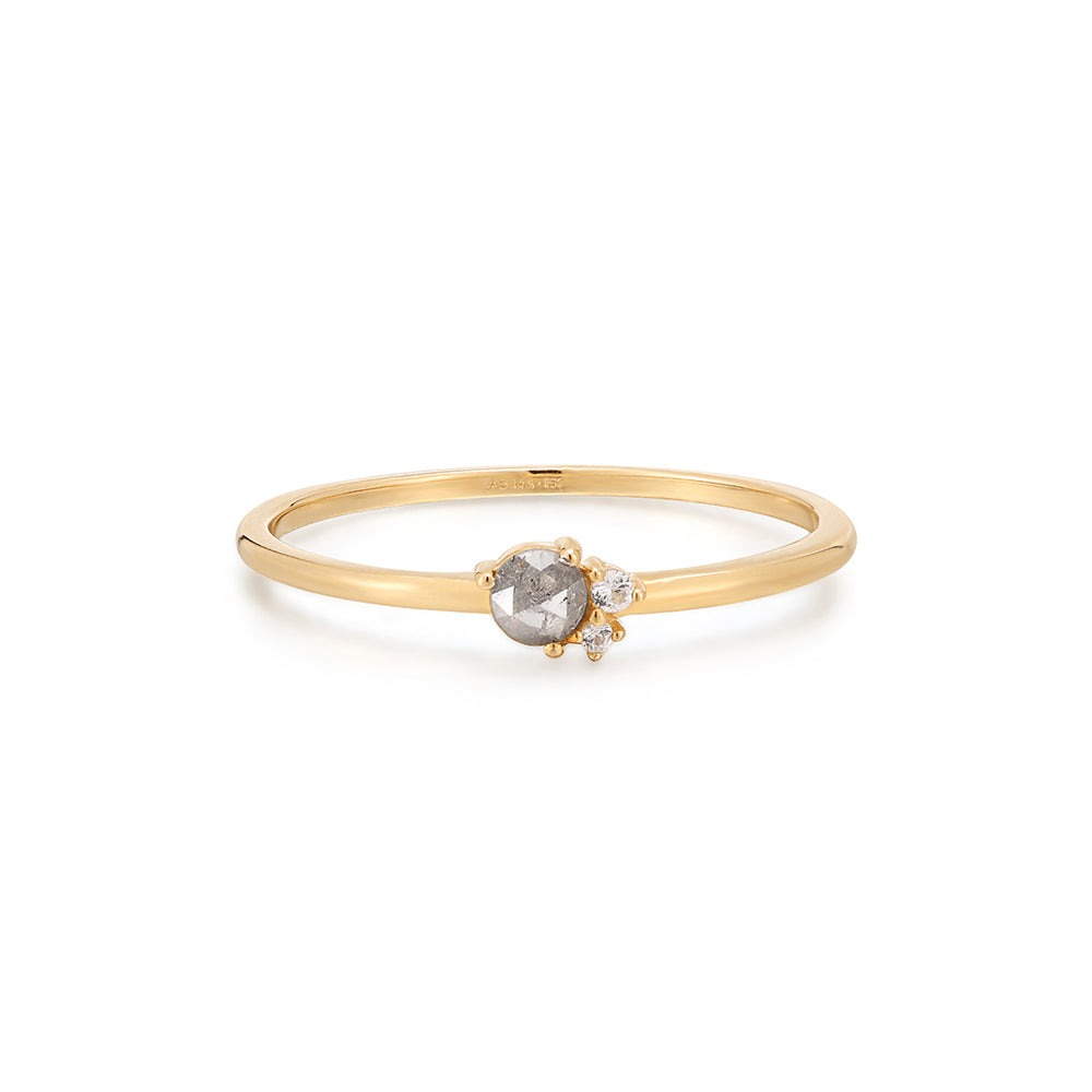 Aurelie Gi Twila Grey Diamond & White Sapphire Ring