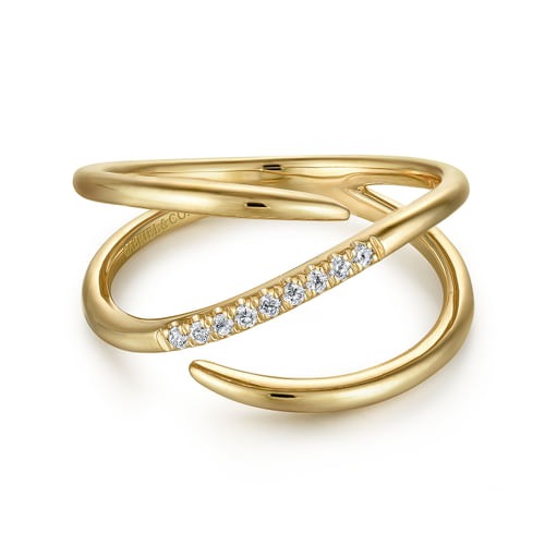 Gabriel & Co. Kaslique Split Shank Pave Diamond Wrap Ring