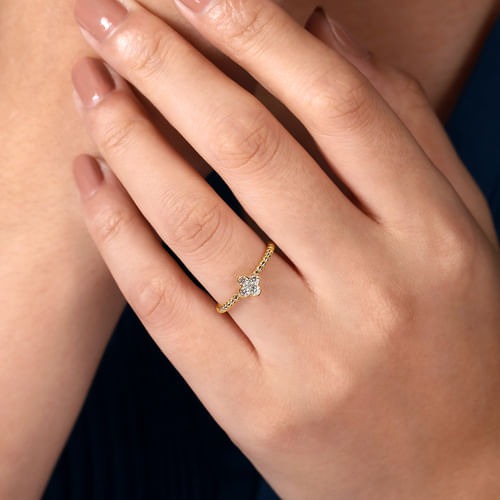 Gabriel & Co. Bujukan Diamond Cluster Clover & Bead Ring