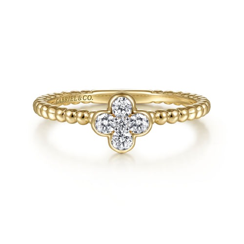 Gabriel & Co. Bujukan Diamond Cluster Clover & Bead Ring