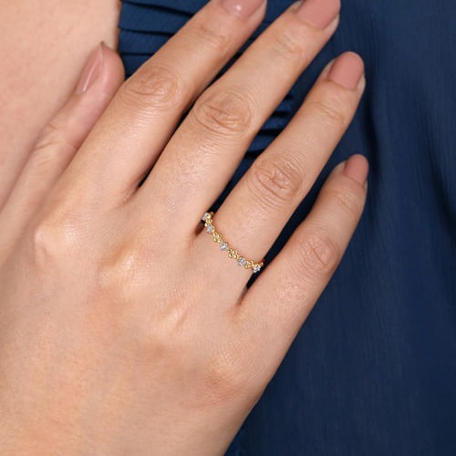 Gabriel & Co. Bujukan Diamond & Bujukan Bead Station Stackable Ring