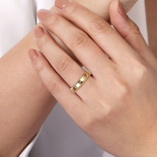 Gabriel & Co. Stackable Bujukan Diamond Bezel Wide Ring