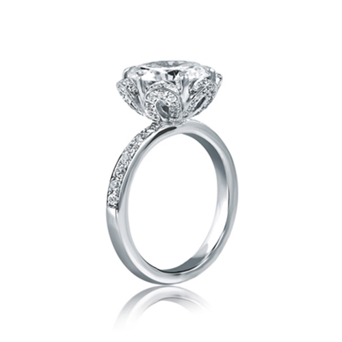 A.jaffe Solitaire Halo Semi-mount Diamond Engagement Ring