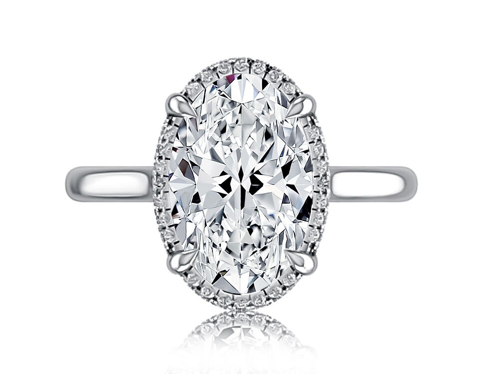 A. Jaffe Oval Halo Diamond Engagement Ring Mounting (0.20 Ct. Tw.)