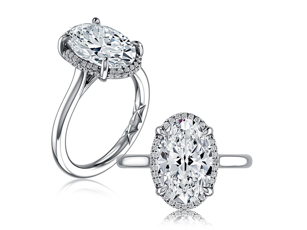 A. Jaffe Oval Halo Diamond Engagement Ring Mounting (0.20 Ct. Tw.)
