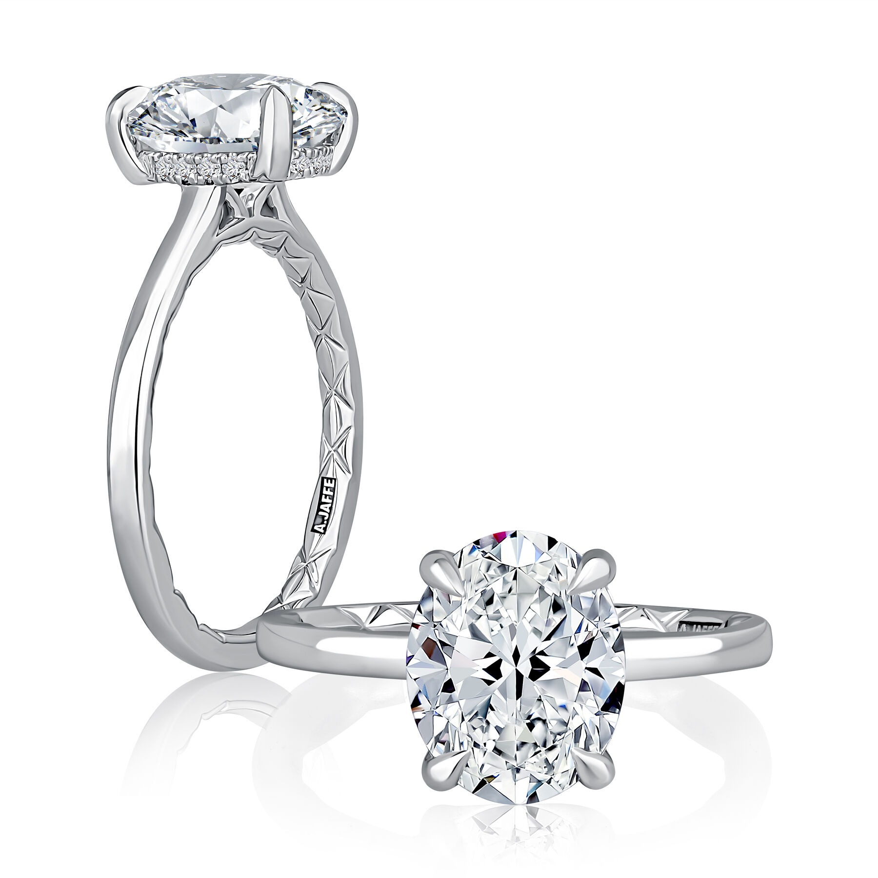 A. Jaffe Oval Solitaire Diamond Engagement Ring Mounting (0.20 Ct. Tw.)