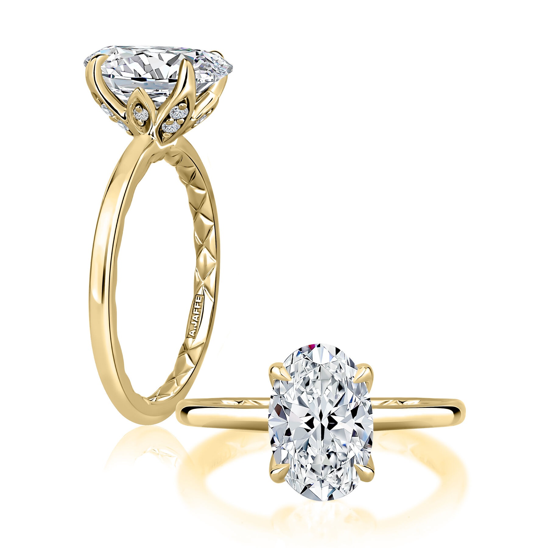 A. Jaffe Oval Solitaire Diamond Engagement Ring Mounting (0.10 Ct. Tw.)
