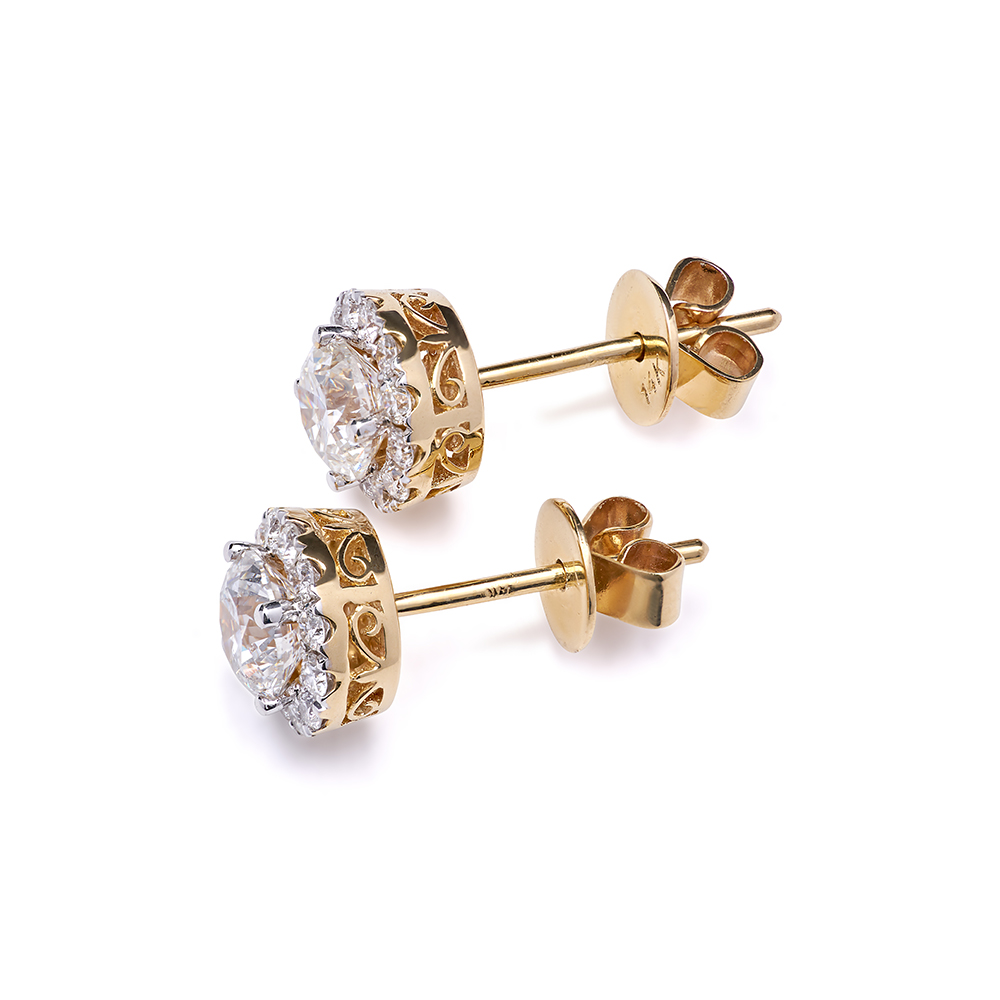 Clara By Martin Binder Diamond Halo Earrings (1.19 Ct. Tw.)