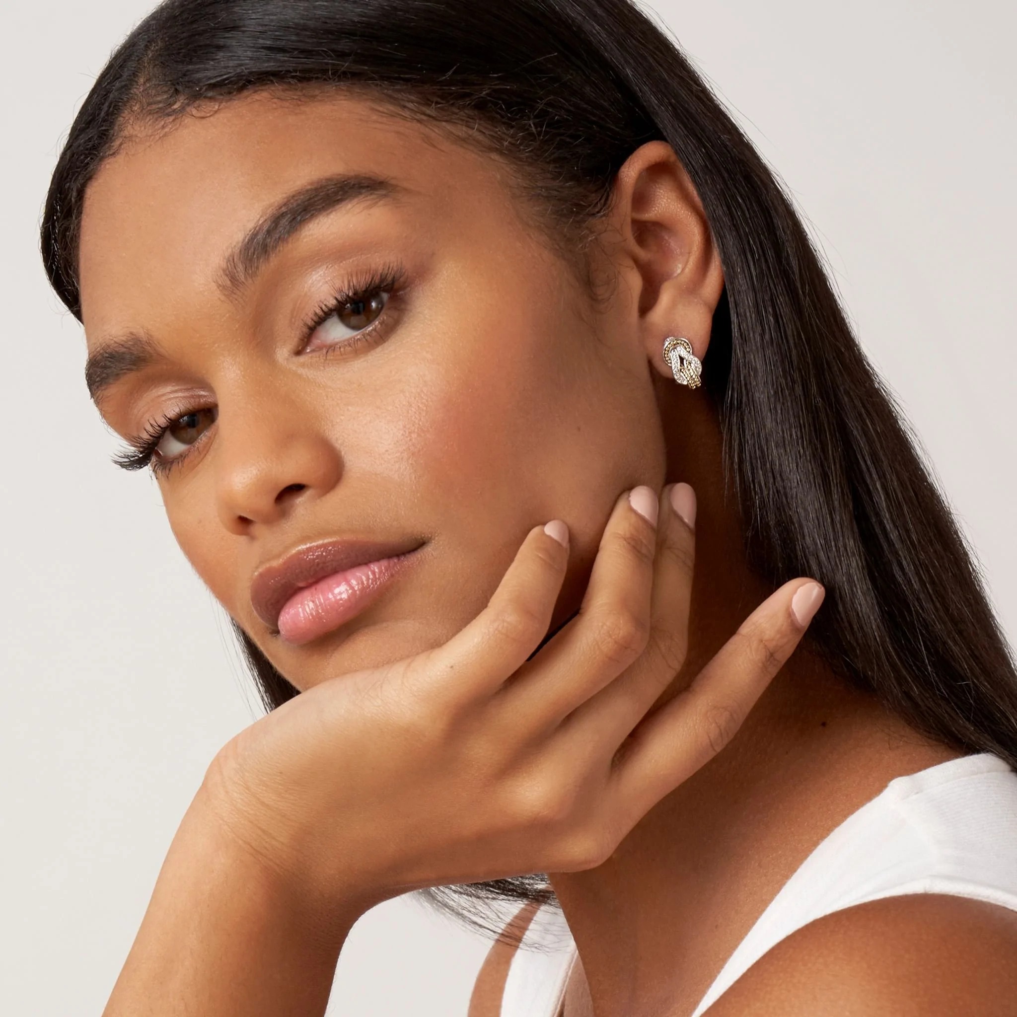 Lagos Newport Large Diamond Omega Clip Earrings