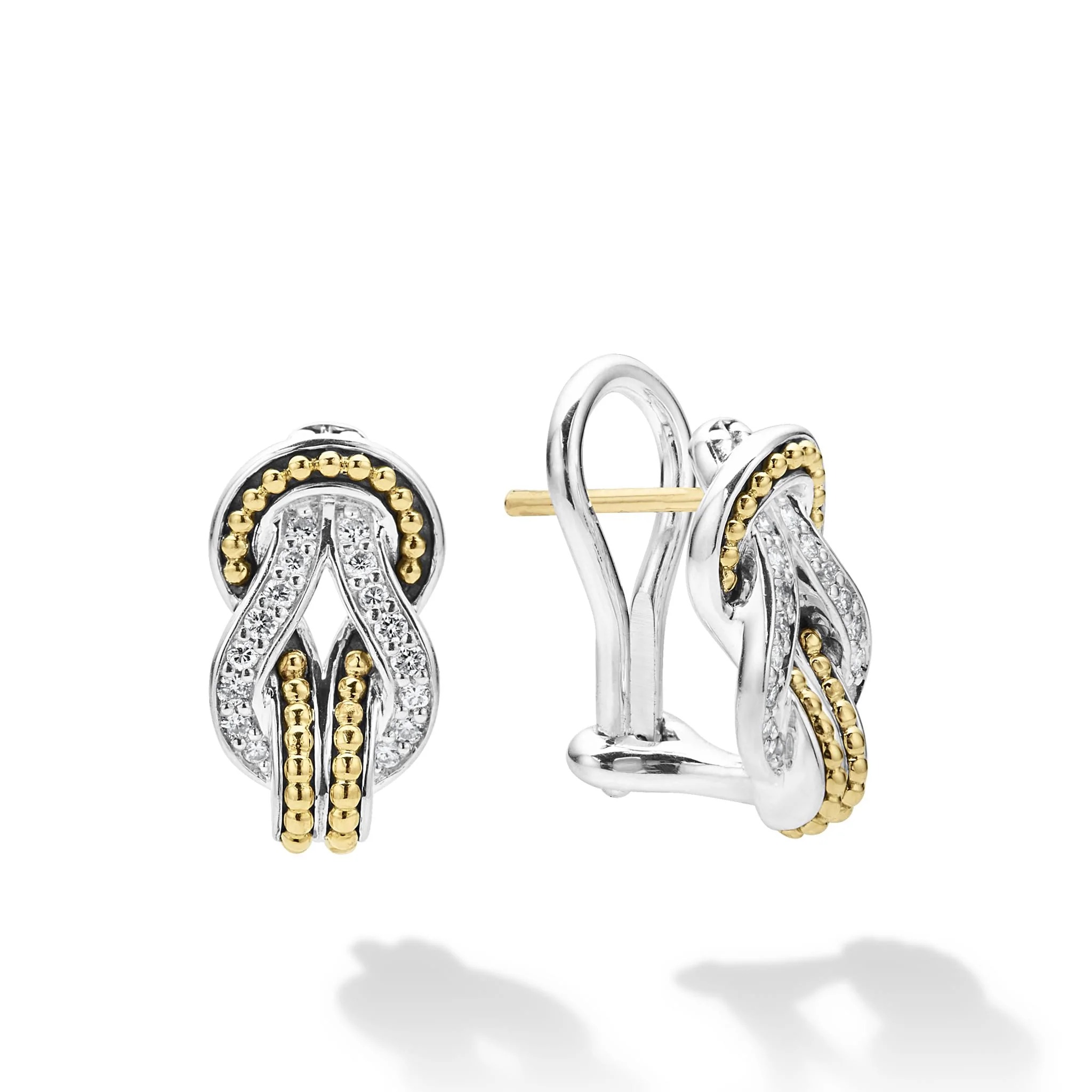 Lagos Newport Large Diamond Omega Clip Earrings