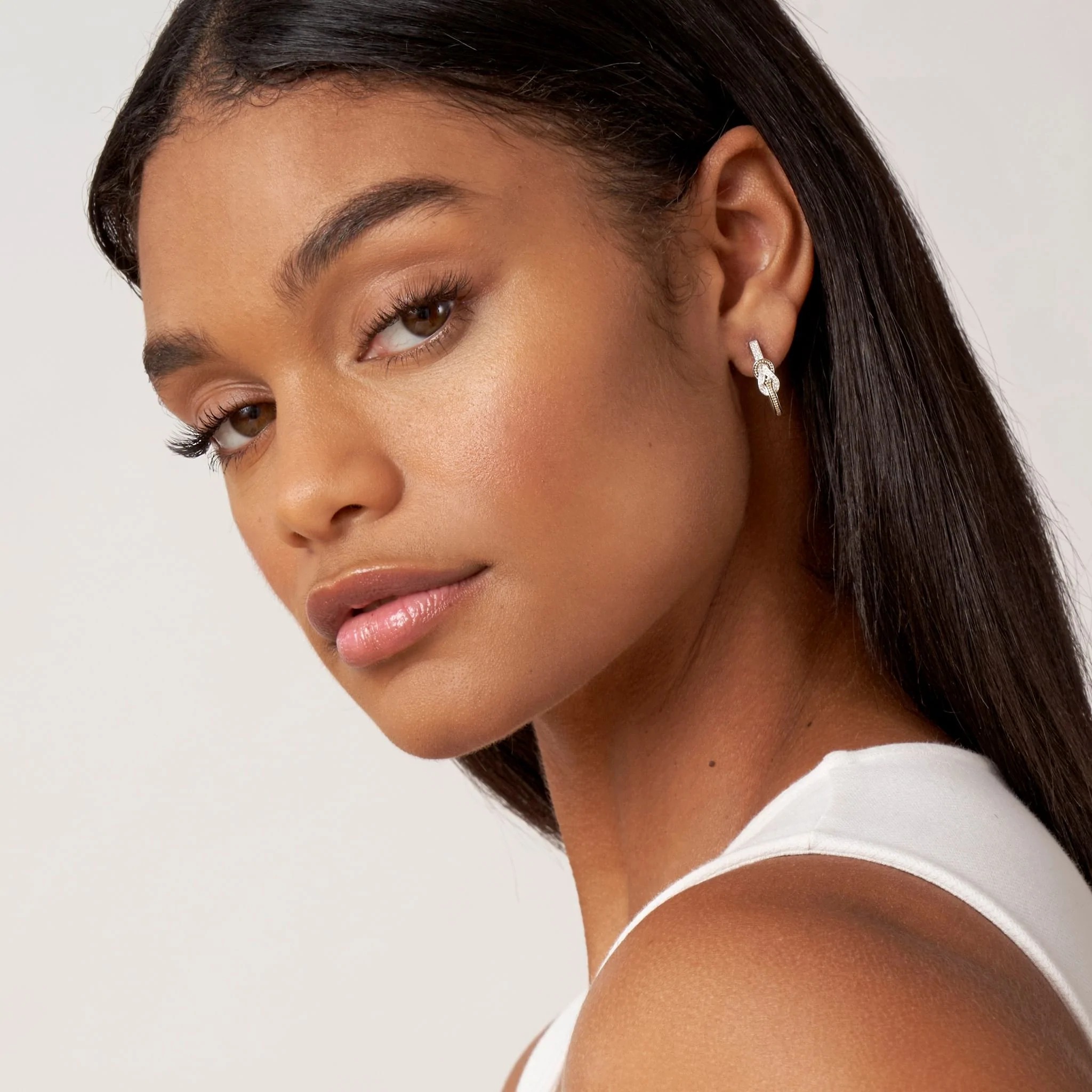 Lagos Newport Knot Diamond Half Hoop Earrings
