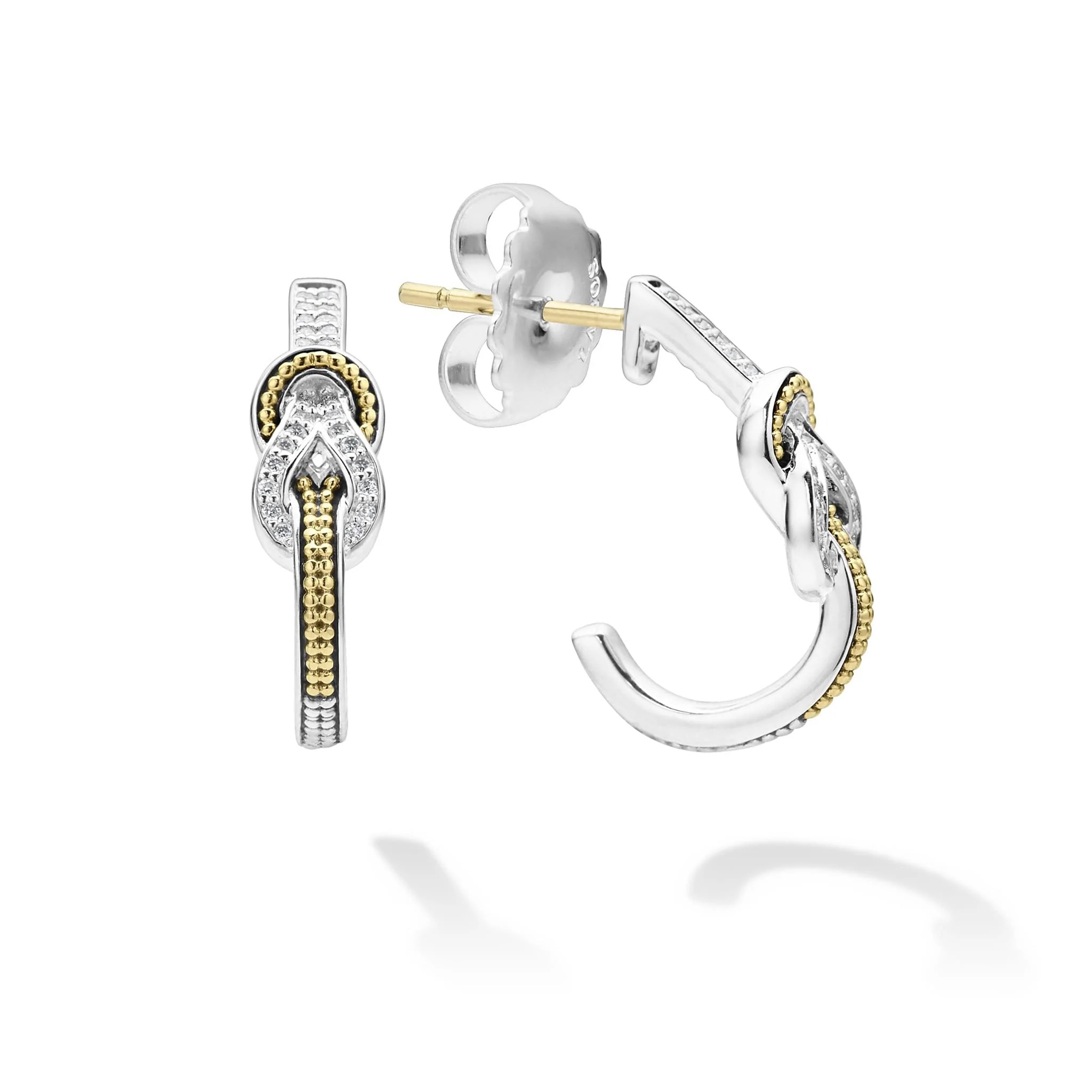 Lagos Newport Knot Diamond Half Hoop Earrings