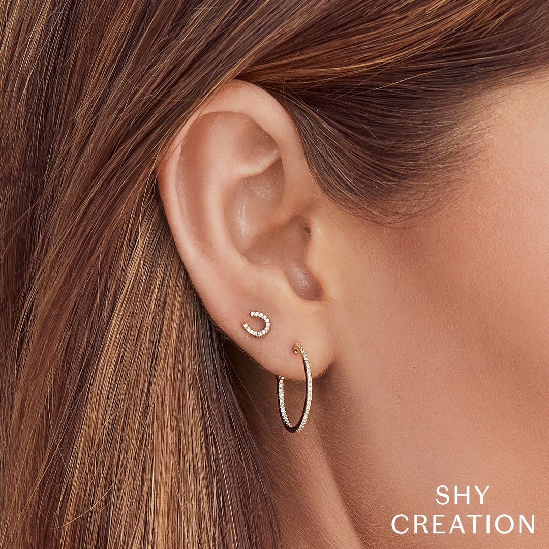 Shy Creation Diamond Hoop Earrings