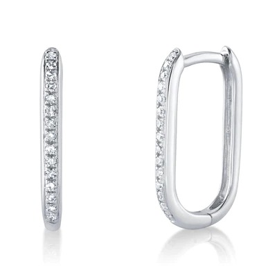 Shy Creation Diamond Oval Hoop Earrings (0.08 Ct)