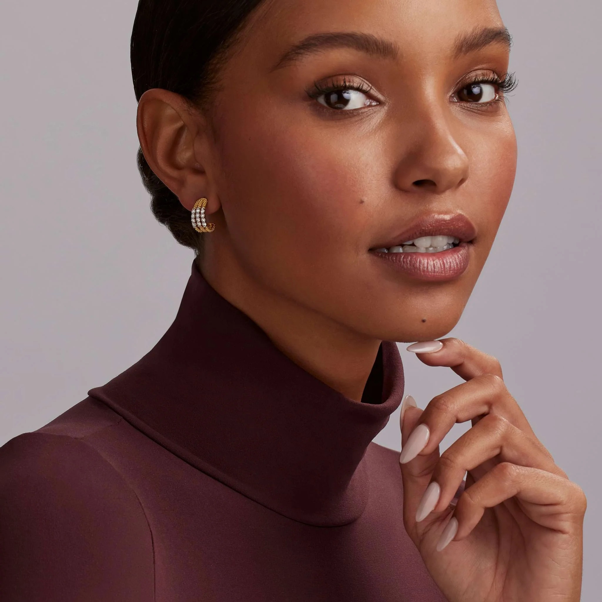 Lagos Signature Caviar Superfine Diamond Hoop Earrings