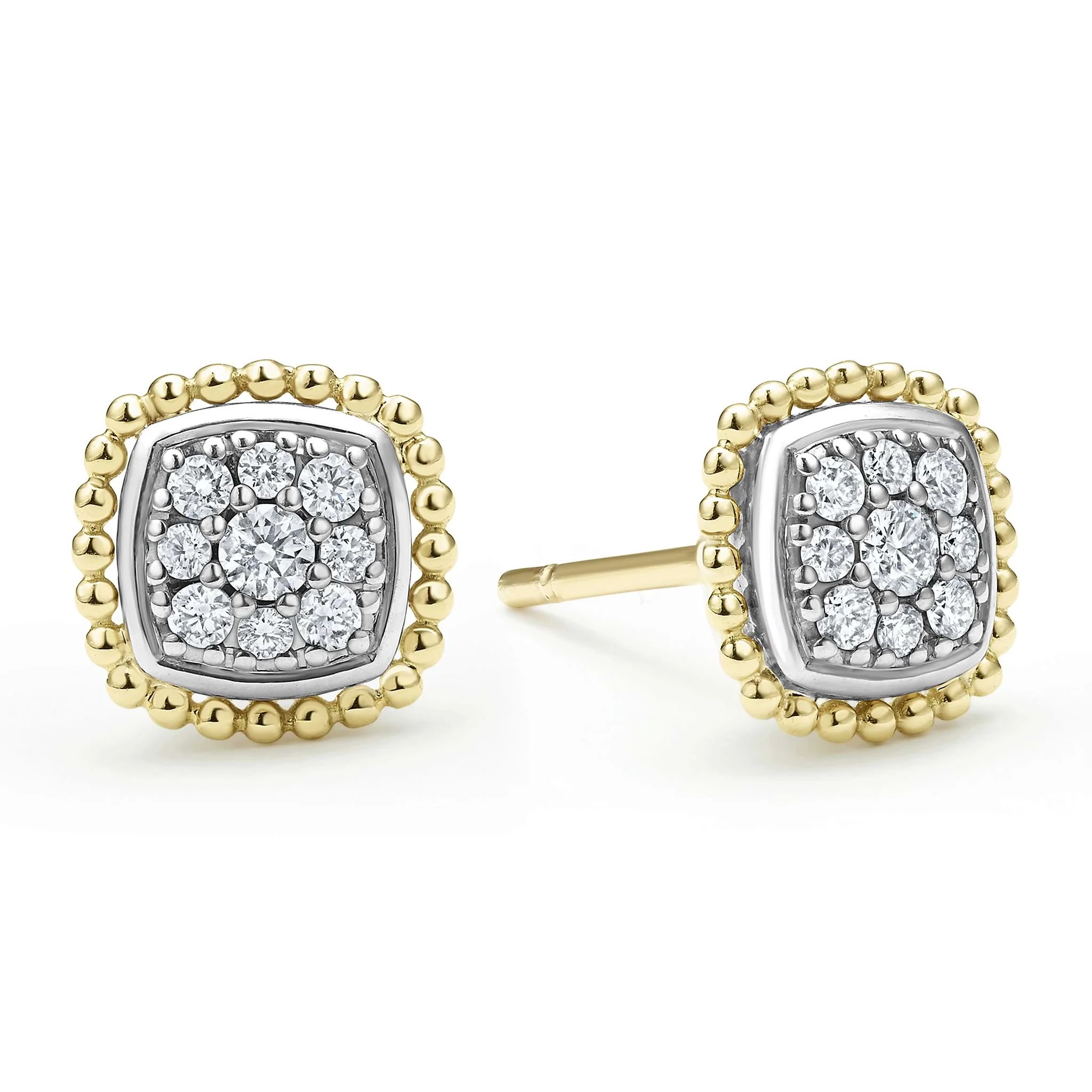 Lagos Rittenhouse Two-tone Caviar Diamond Stud Earrings
