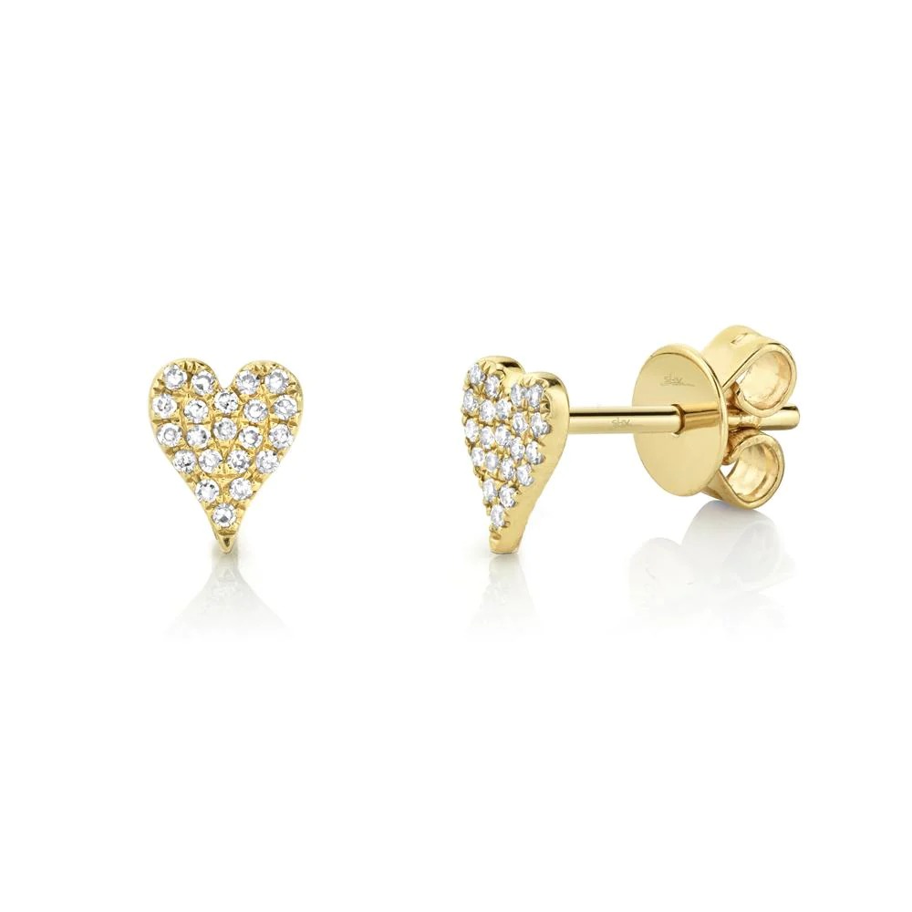 Shy Creation Pave Heart Stud Earrings (0.10 Ct)