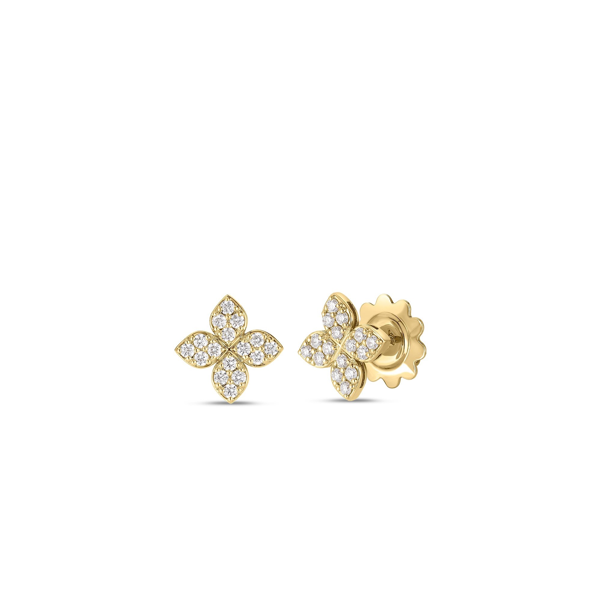Roberto Coin Love In Verona Medium Pave Diamond Flower Earrings