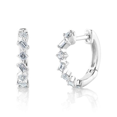 Shy Creation Kate Diamond Baguette Huggie Earrings