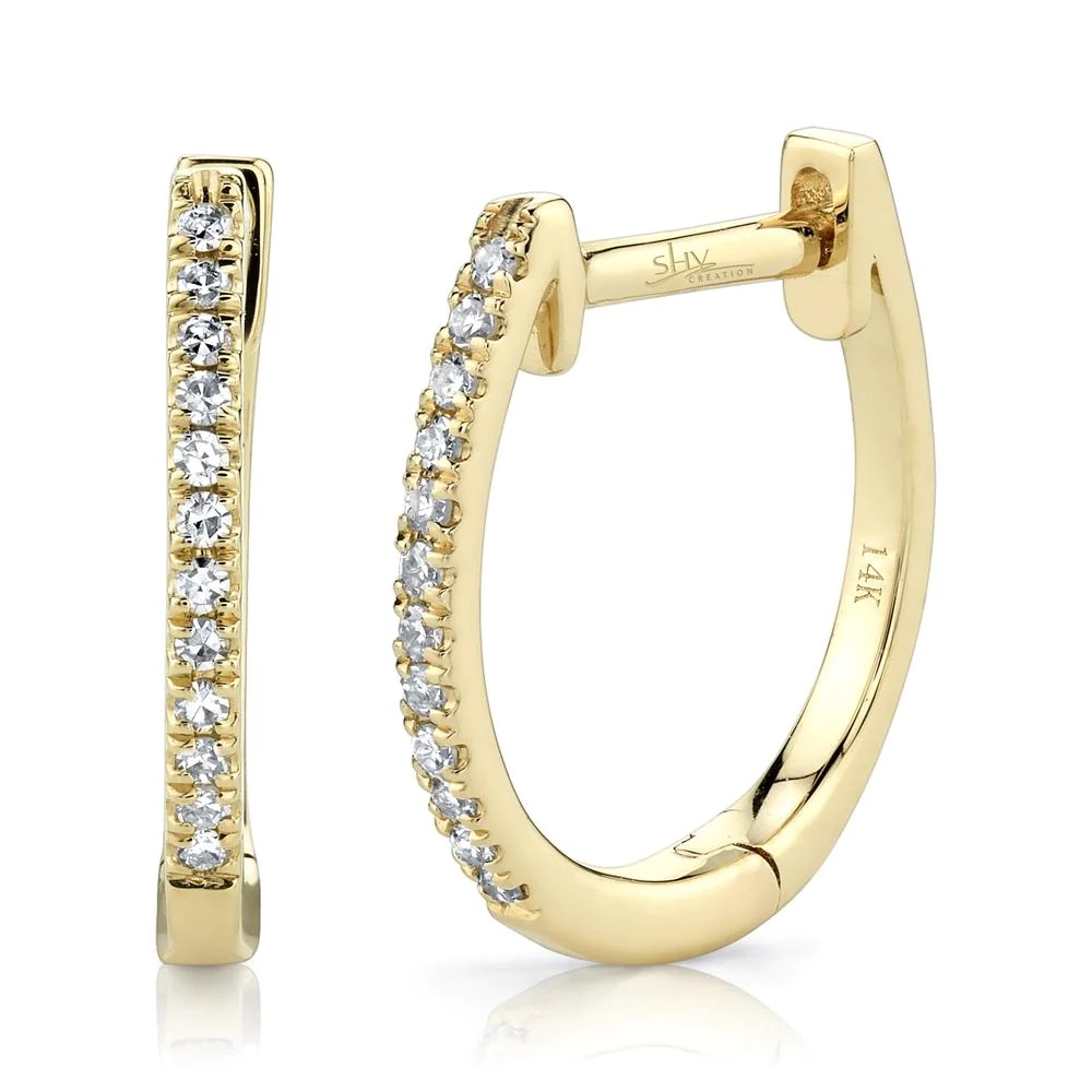 Shy Creation Diamond Huggie Earrings