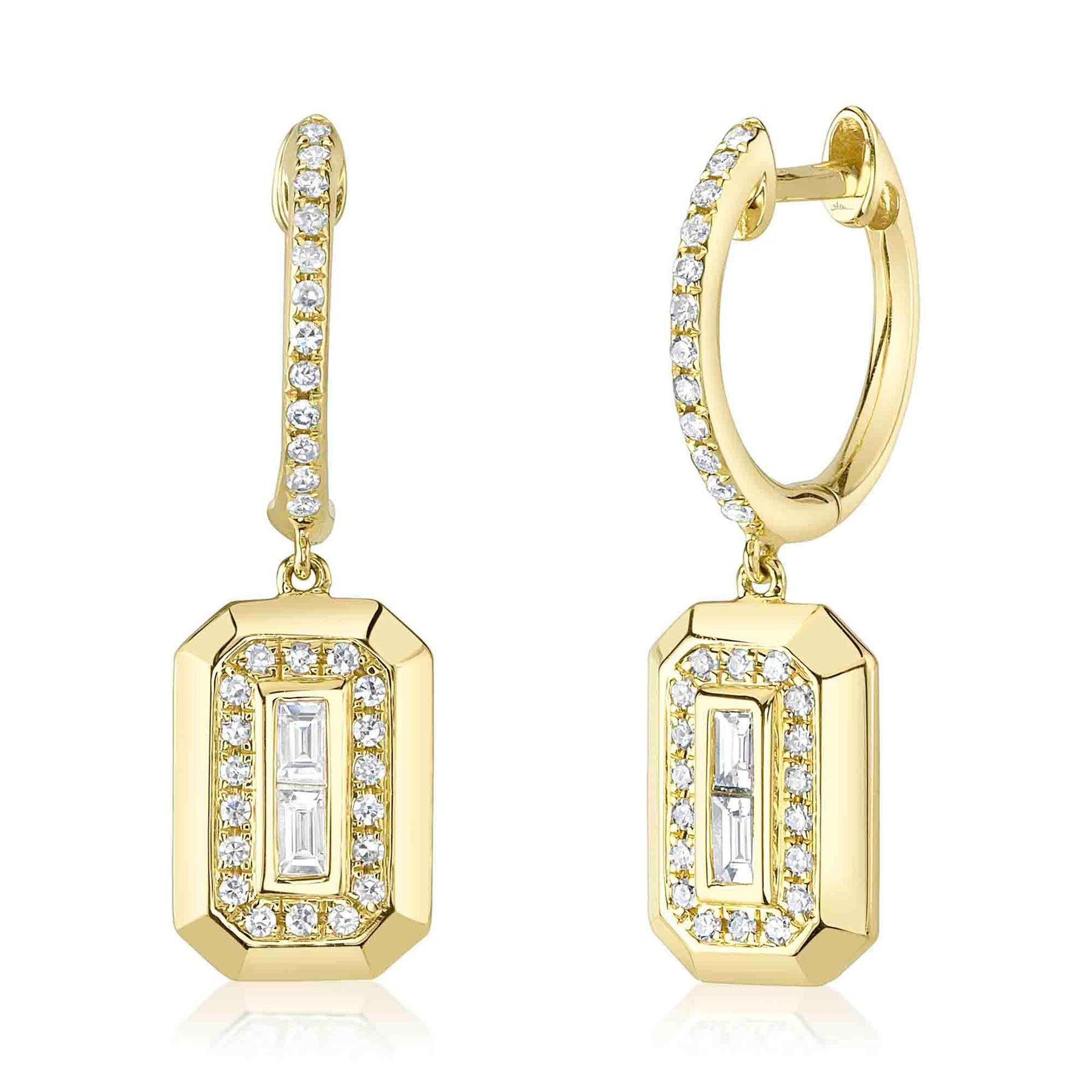 Shy Creation Vallon Diamond Baguette Dangle Earrings
