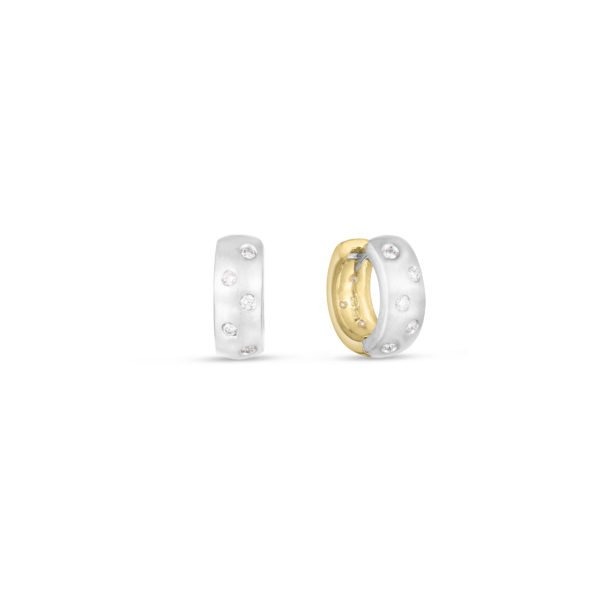 Roberto Coin Designer Gold Reversible Diamond Hoop Earrings