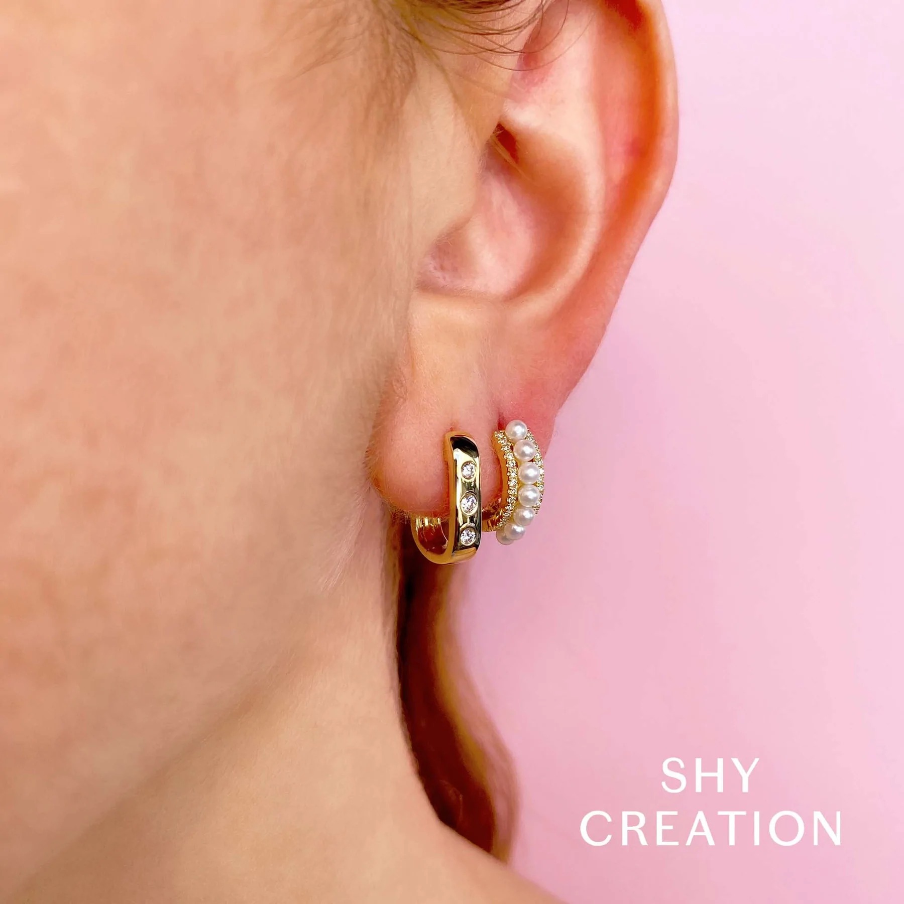 Shy Creation Diamond Bezel Huggie Earrings (0.15 ct)