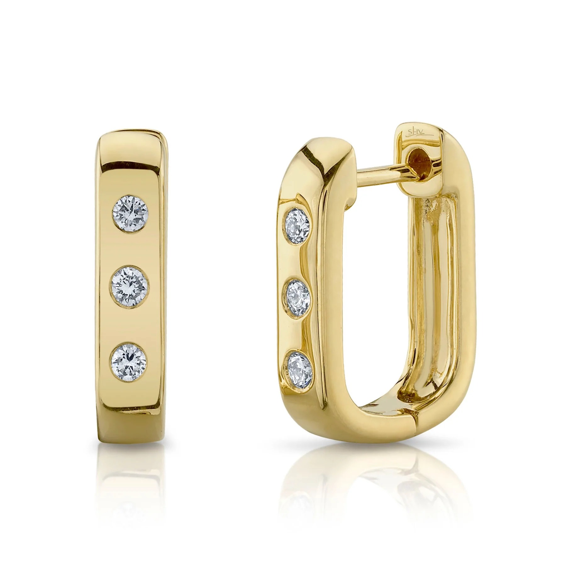 Shy Creation Diamond Bezel Huggie Earrings (0.15 ct)