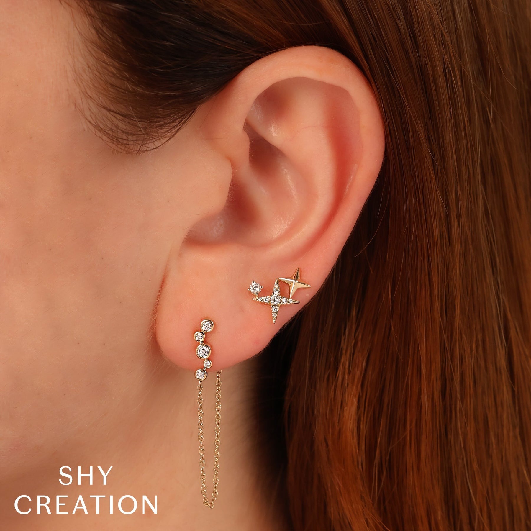 Shy Creation Bailey Diamond Bezel Chain Earrings