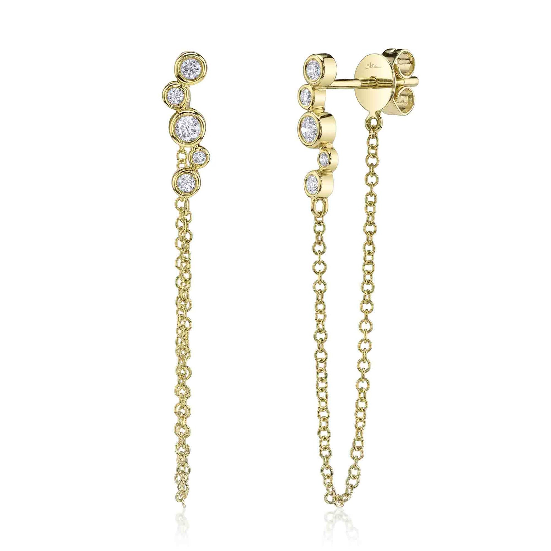 Shy Creation Bailey Diamond Bezel Chain Earrings